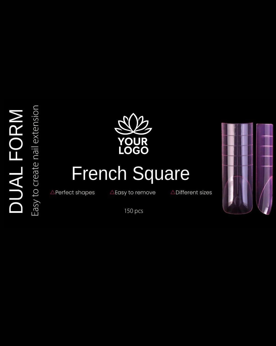 Logo - Dual Form French Square box 150 pcs